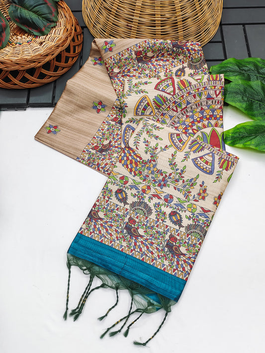 Tussar Silk Madhubani - CHIKU