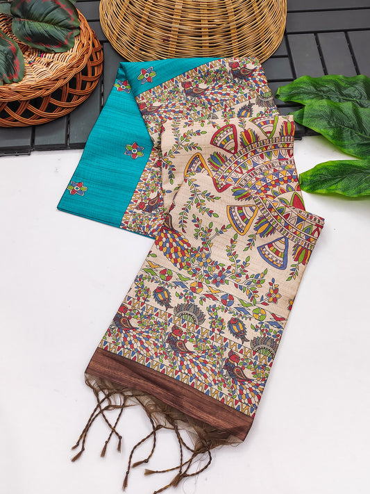 Tussar Silk Madhubani - FIROZI