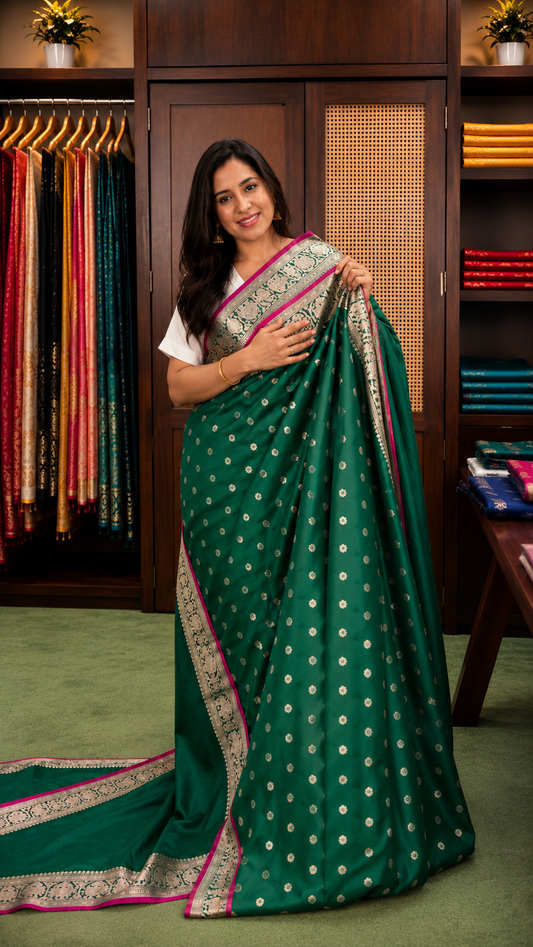 Banarasi Silk Saree with Designer Zari Border & Blouse Piece