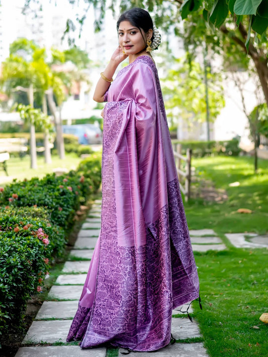 Handloom raw silk saree - BABY PINK