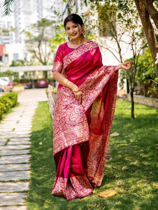 Handloom raw silk saree - PINK