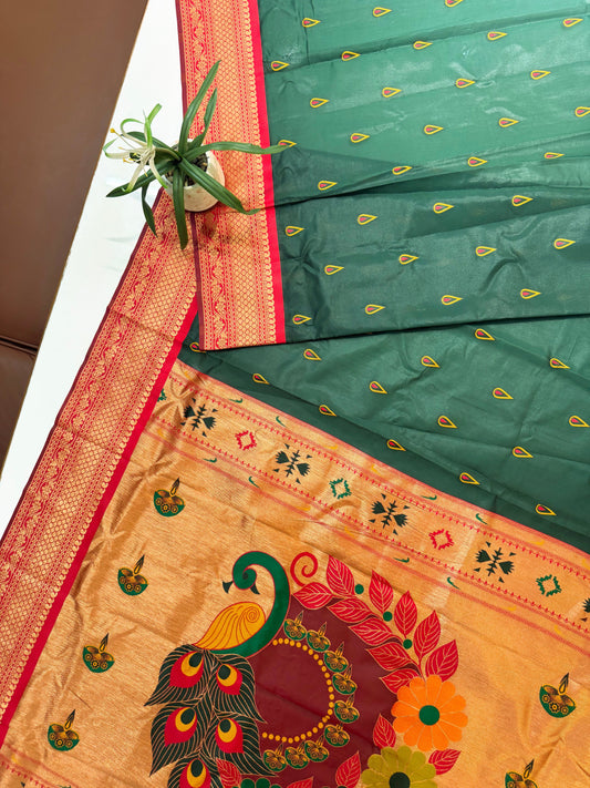 BANARASI PAITHNI SILK SAREE 101- BT GREEN