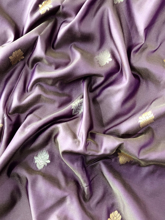 Banarasi Katan Silk Saree With Peacock Weaving - LAVENDER