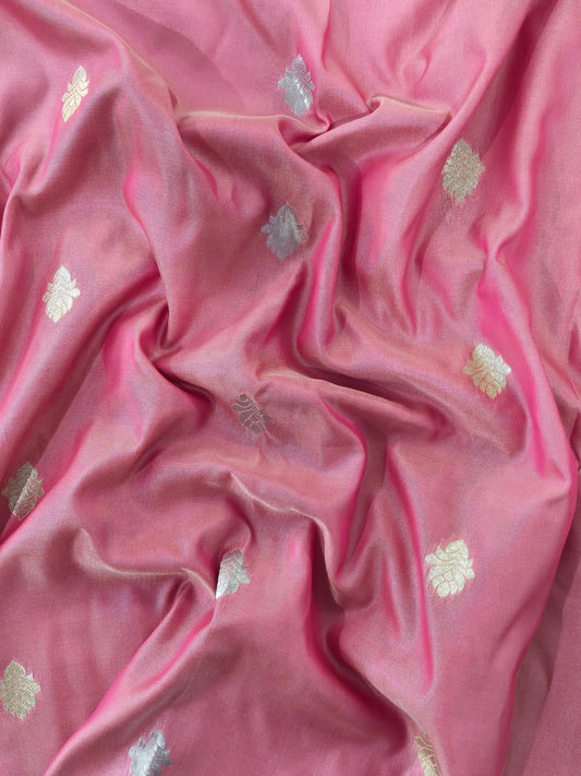 Banarasi Katan Silk Saree With Peacock Weaving - PINK