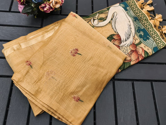 Swan Grace Floral Art Saree-YELLOW