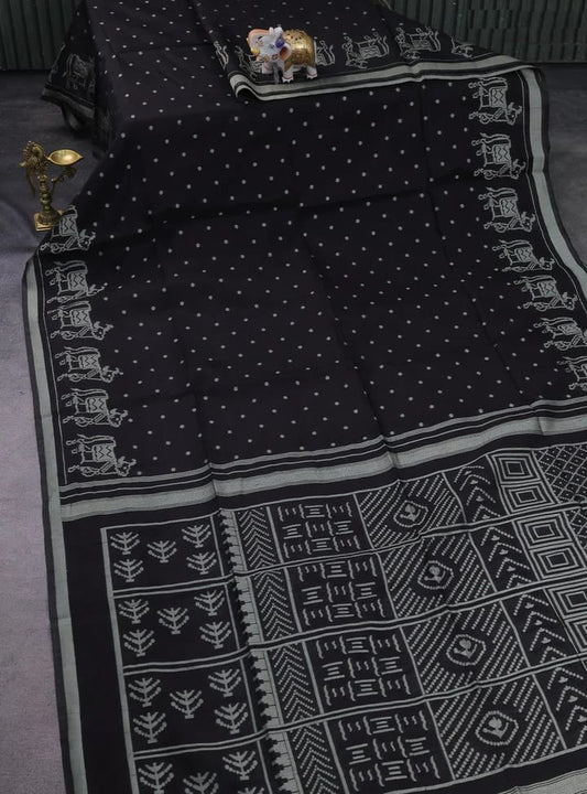 Classic Handloom Weave Saree-BLACK