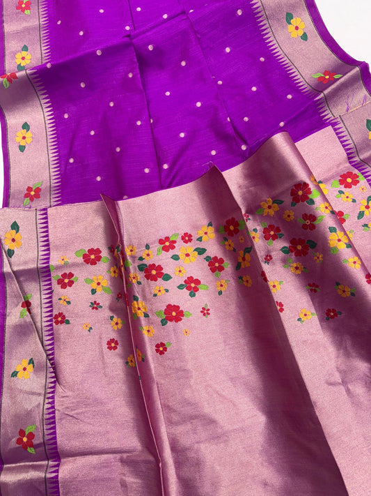 Khadi Raw Silk Saree | Traditional Floral & Parrot Design | Elegant Ethnic Saree -WINE