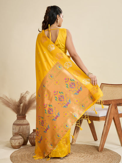 BANARASI PAITHANI SILK SAREE - YELLOW
