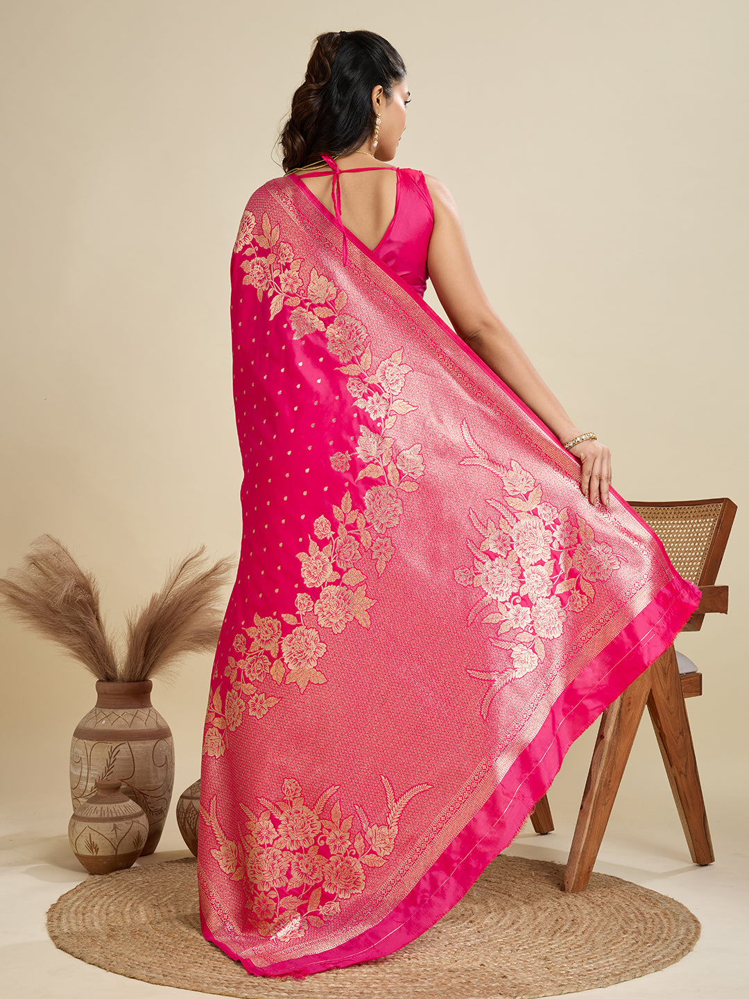 PINK BANARASI KATAN SILK SAREE