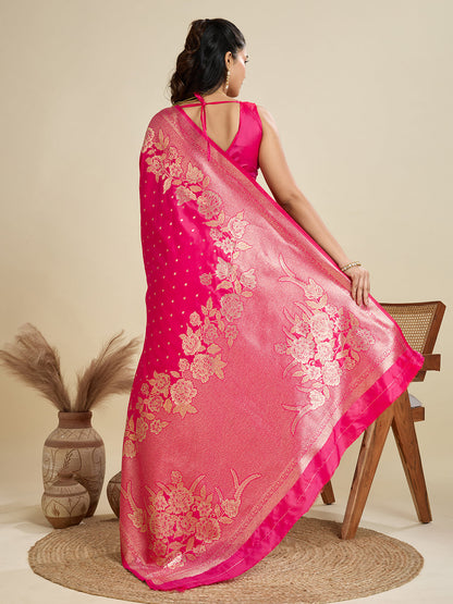 PINK BANARASI KATAN SILK SAREE