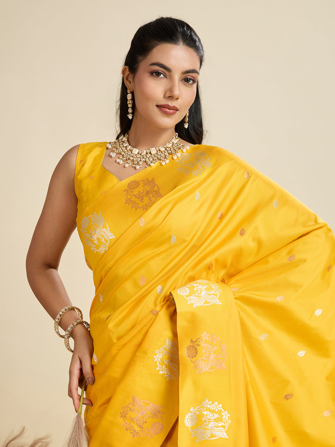BANARASI PAITHANI SILK SAREE - YELLOW