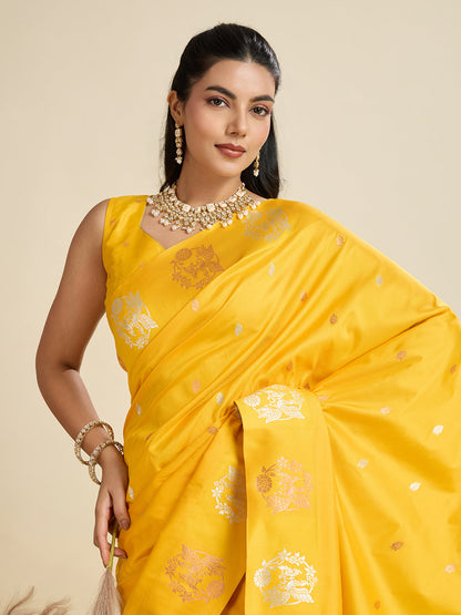 BANARASI PAITHANI SILK SAREE - YELLOW