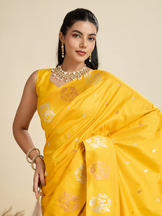 BANARASI PAITHANI SILK SAREE - YELLOW