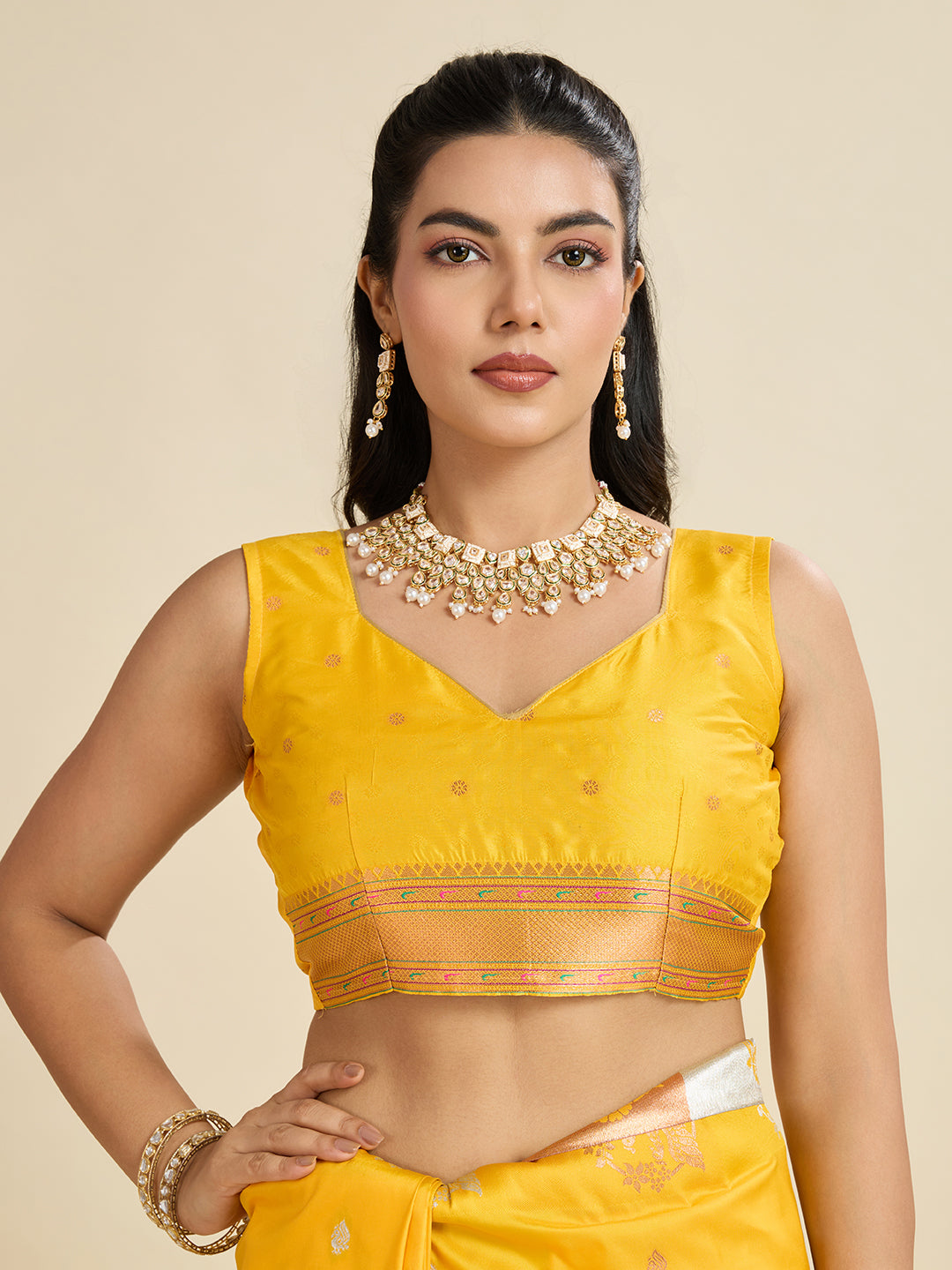 BANARASI PAITHANI SILK SAREE - YELLOW