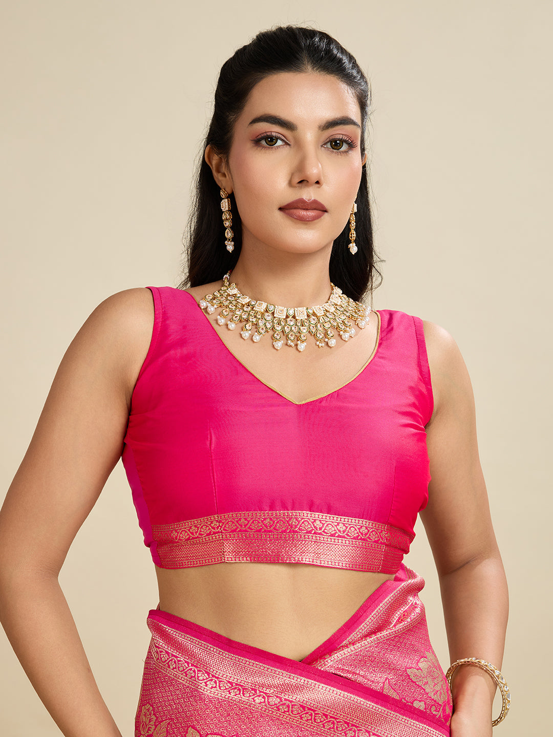 PINK BANARASI KATAN SILK SAREE