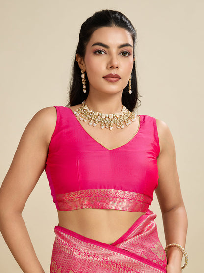PINK BANARASI KATAN SILK SAREE