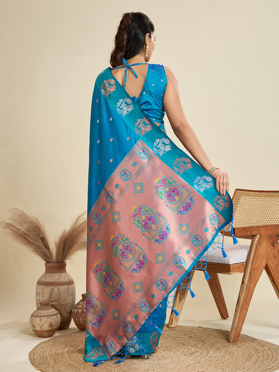 BANARASI PAITHANI SILK SAREE - FIROZI