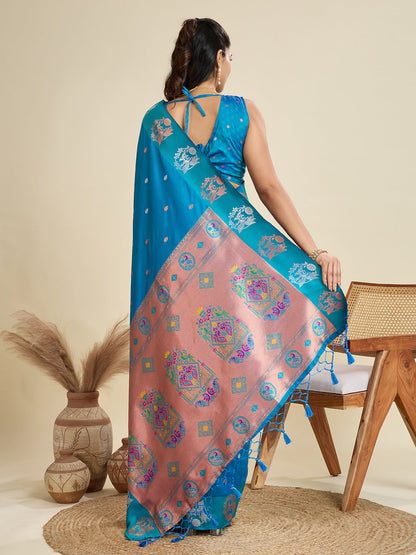 BANARASI PAITHANI SILK SAREE - FIROZI