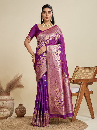 DARK WINE BANARASI KATAN SILK SAREE