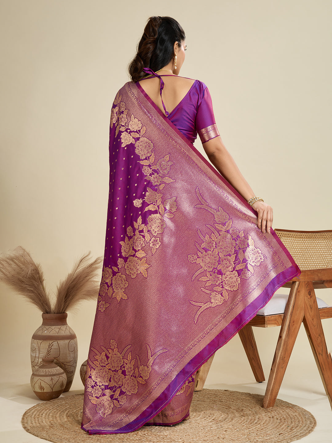 PURPLE BANARASI KATAN SILK SAREE