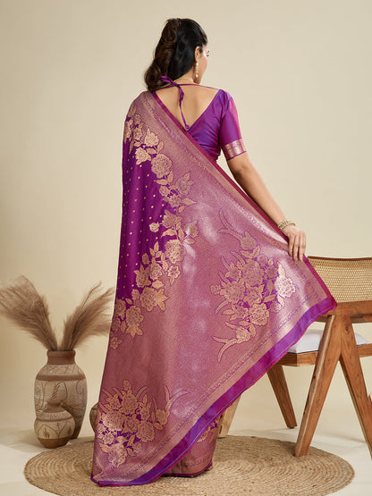 PURPLE BANARASI KATAN SILK SAREE