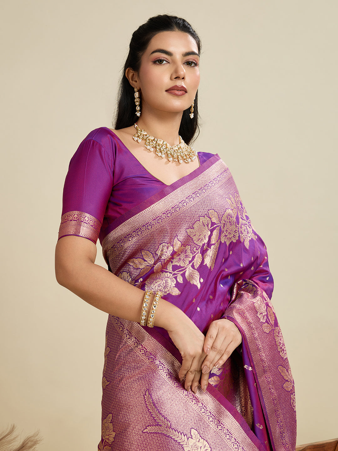 DARK WINE BANARASI KATAN SILK SAREE