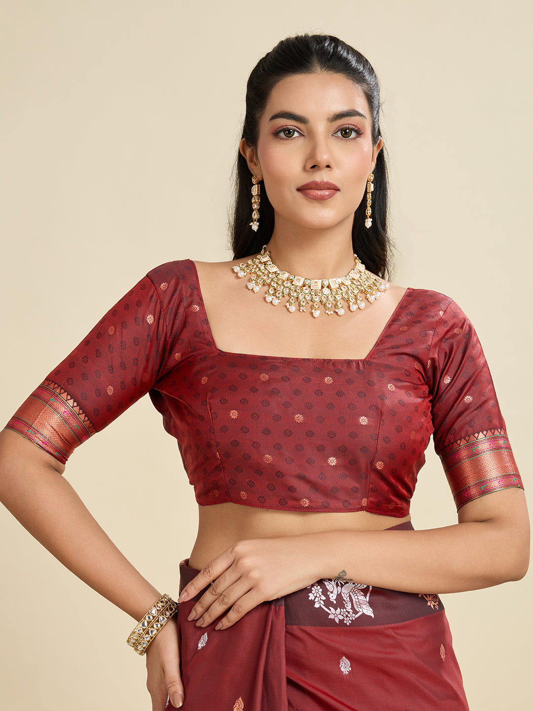 BANARASI PAITHANI SILK SAREE - BROWN