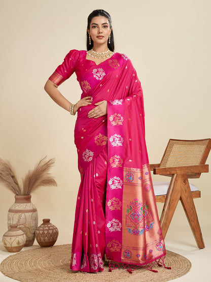 BANARASI PAITHANI SILK SAREE - RED