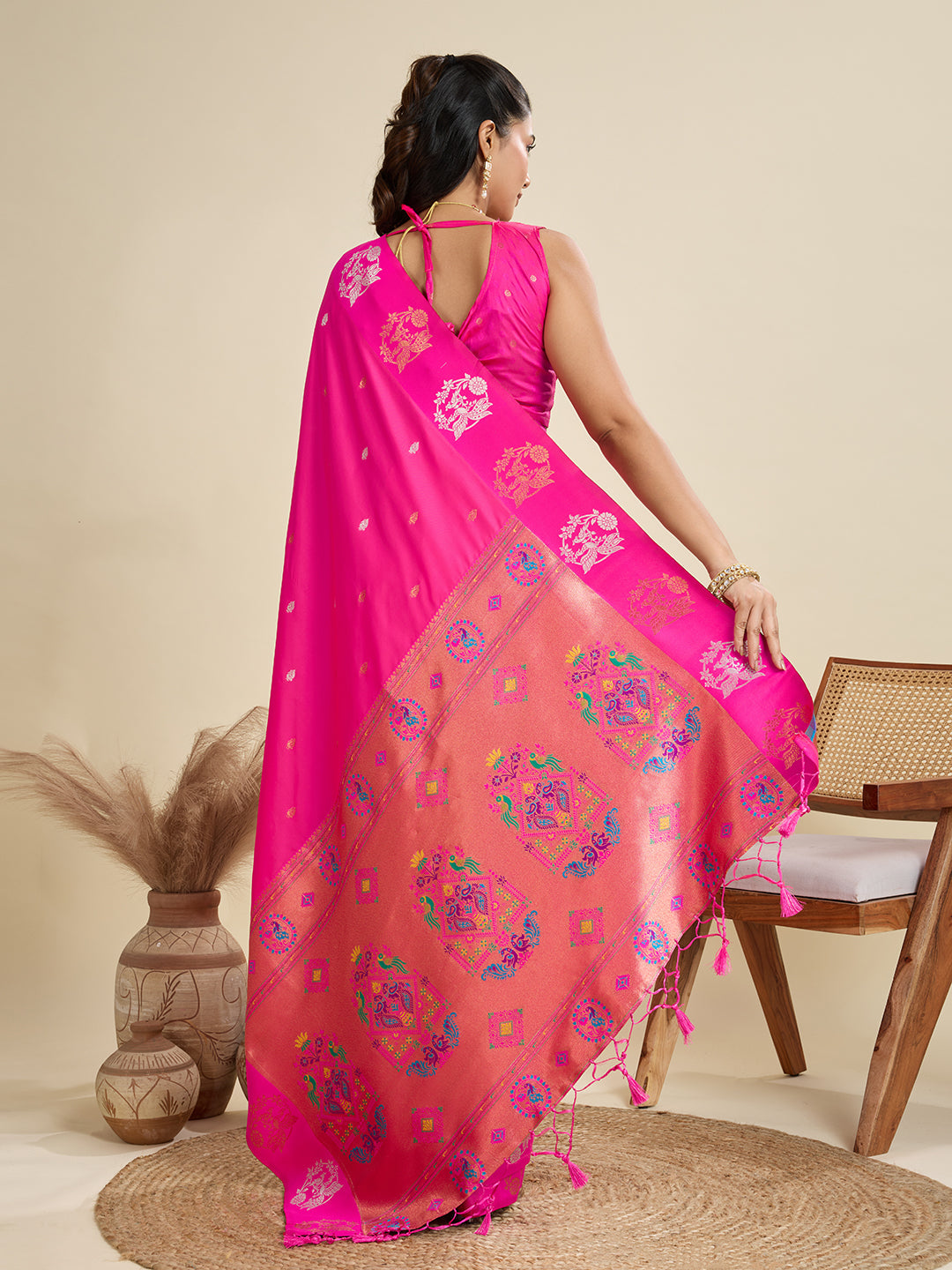 BANARASI PAITHANI SILK SAREE - PINK