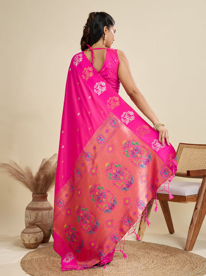 BANARASI PAITHANI SILK SAREE - PINK