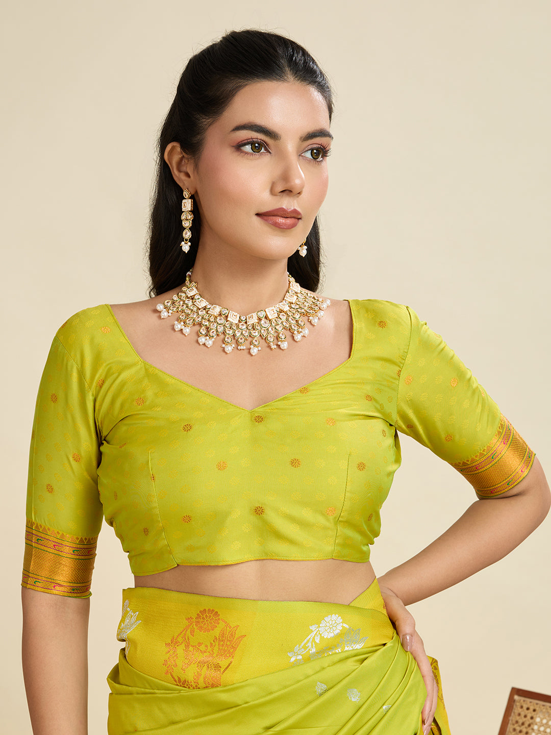 BANARASI PAITHANI SILK SAREE - PISTA