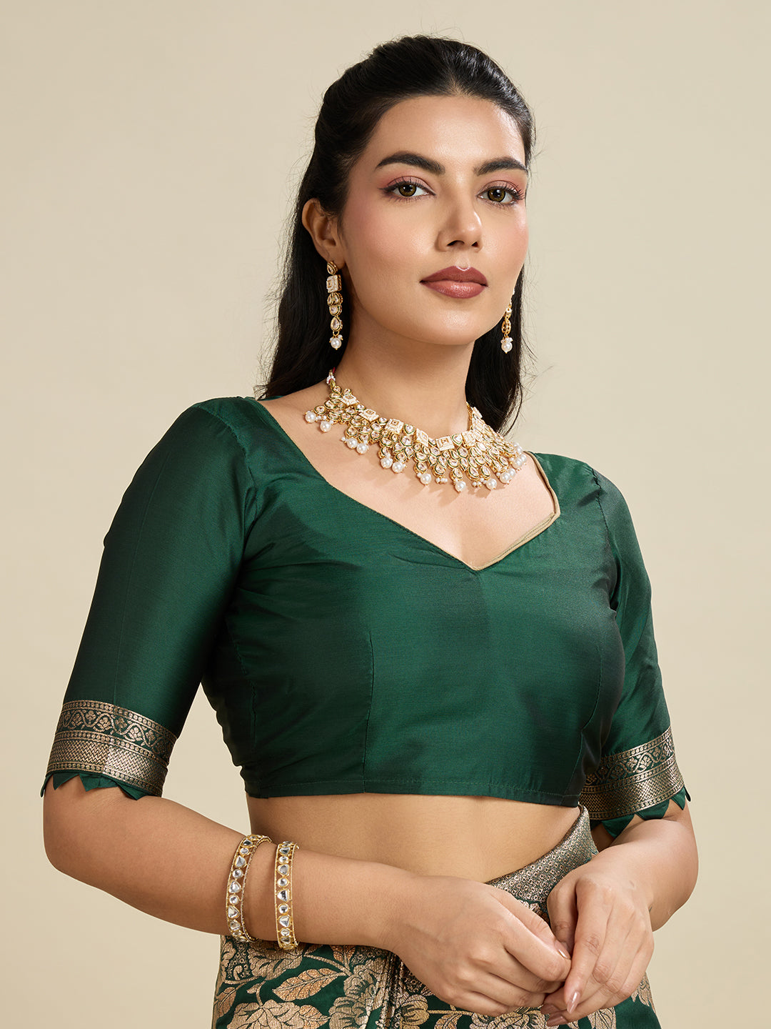 BT GREEN BANARASI KATAN SILK SAREE