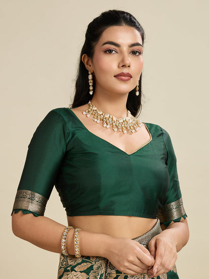 BT GREEN BANARASI KATAN SILK SAREE