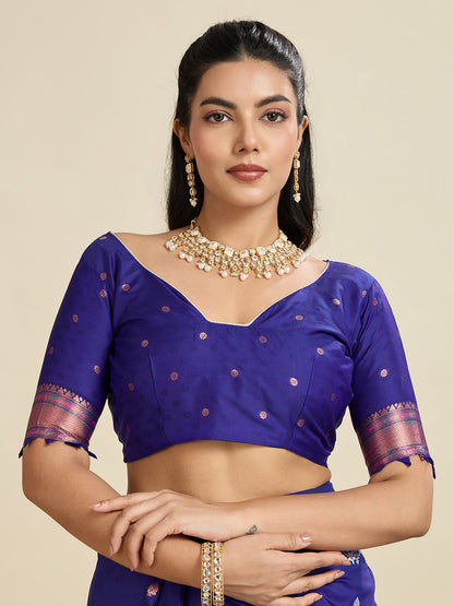 Banarasi Paithani Silk Saree - Royal Blue