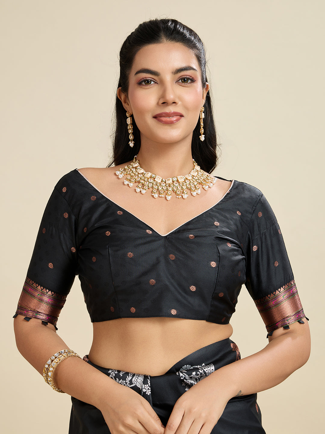 BANARASI PAITHANI SILK SAREE - BLACK