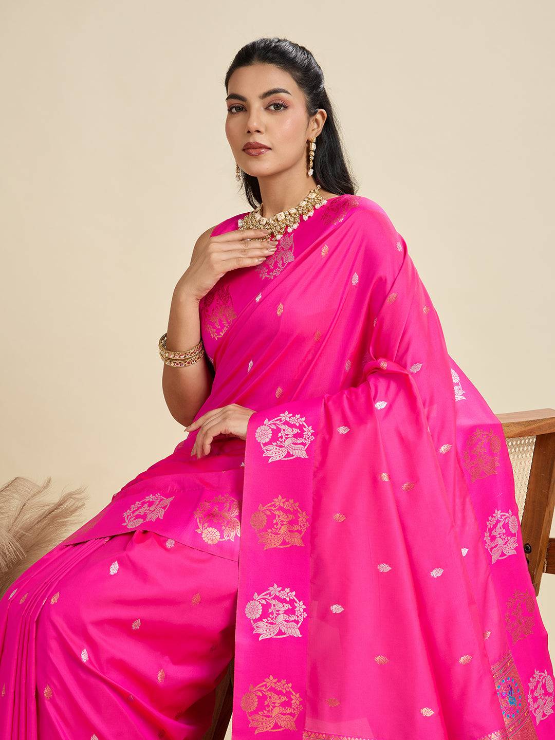 BANARASI PAITHANI SILK SAREE - PINK