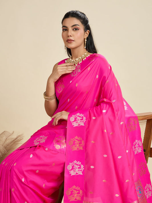 BANARASI PAITHANI SILK SAREE - PINK