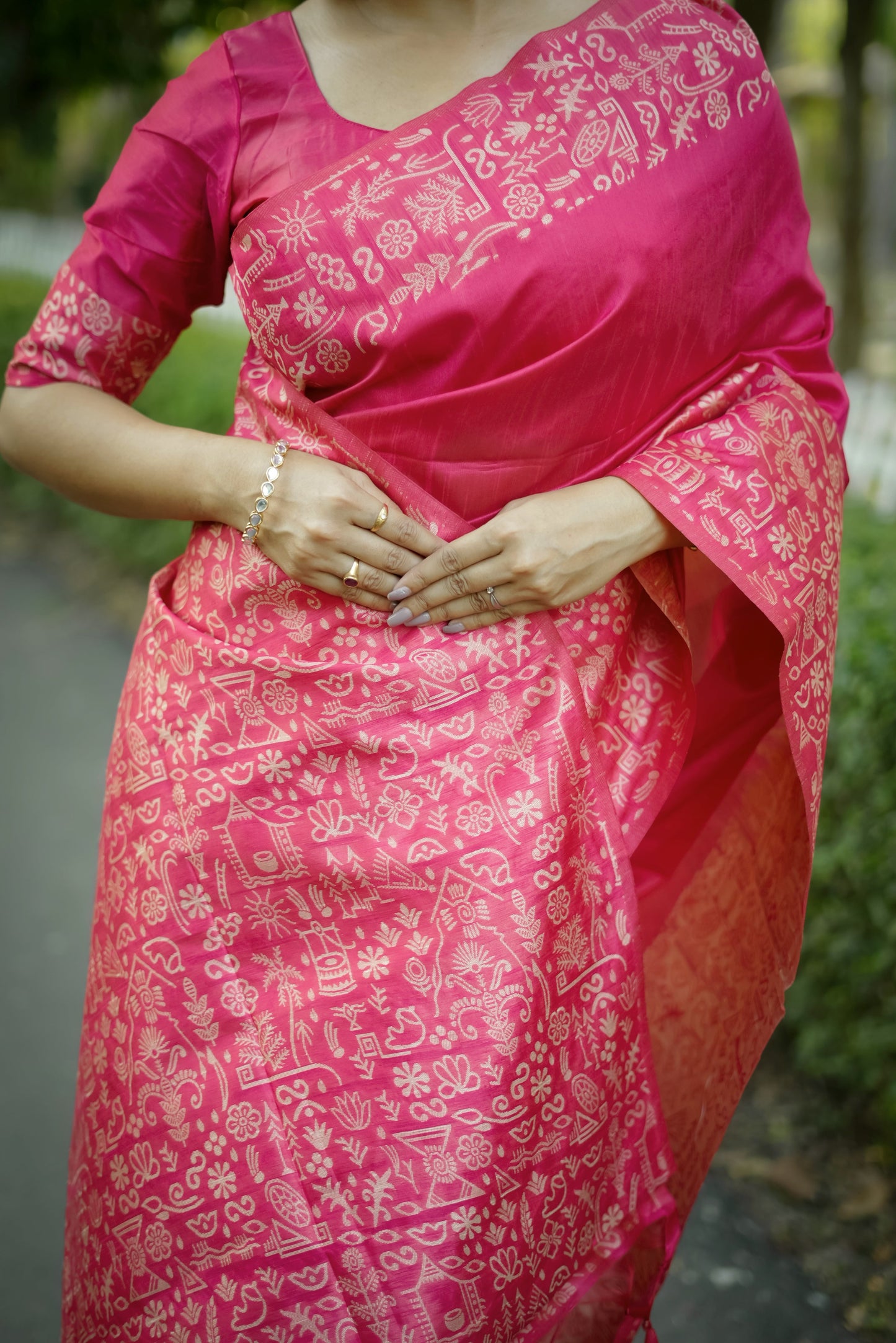 Handloom raw silk saree - PINK