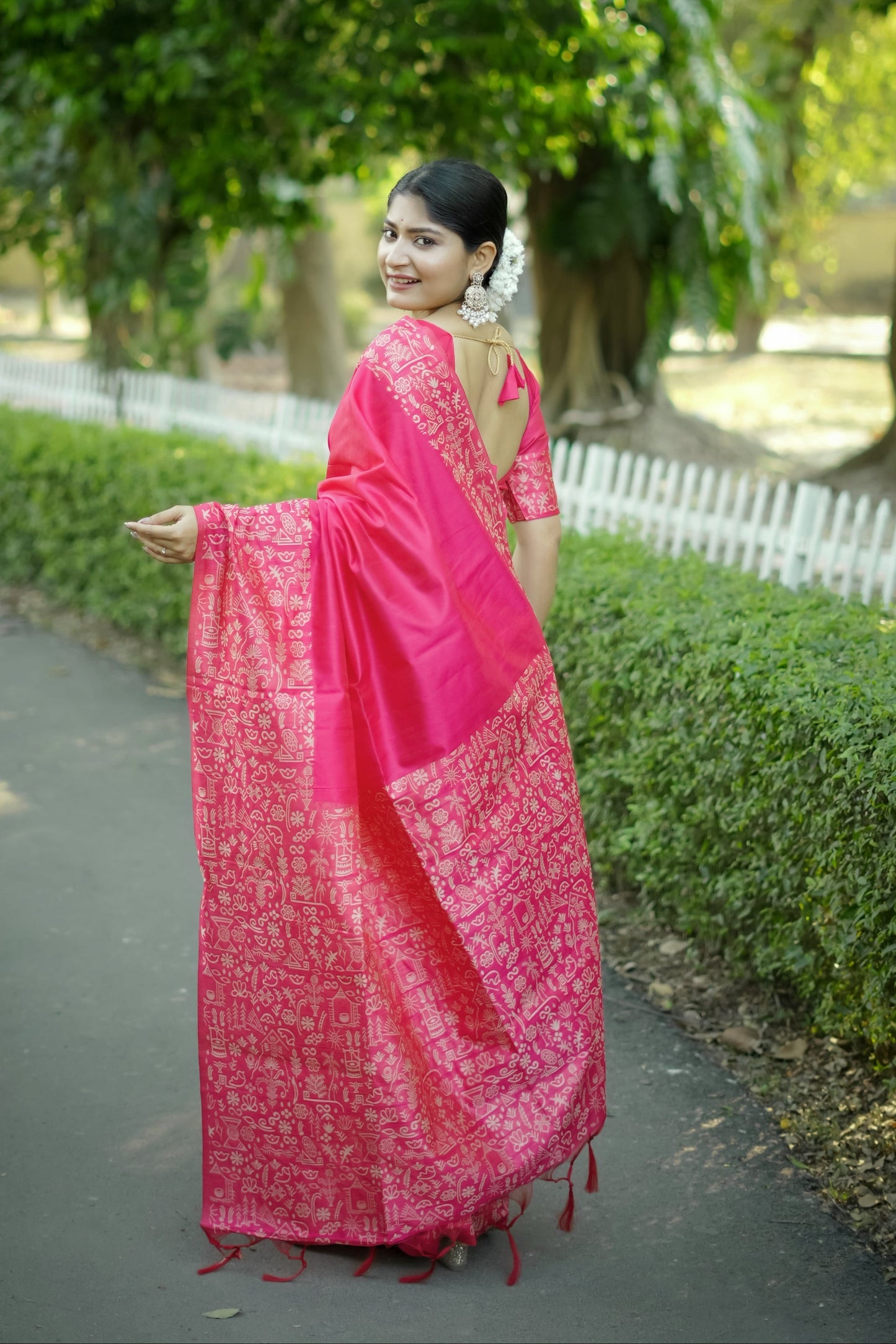 Handloom raw silk saree - PINK