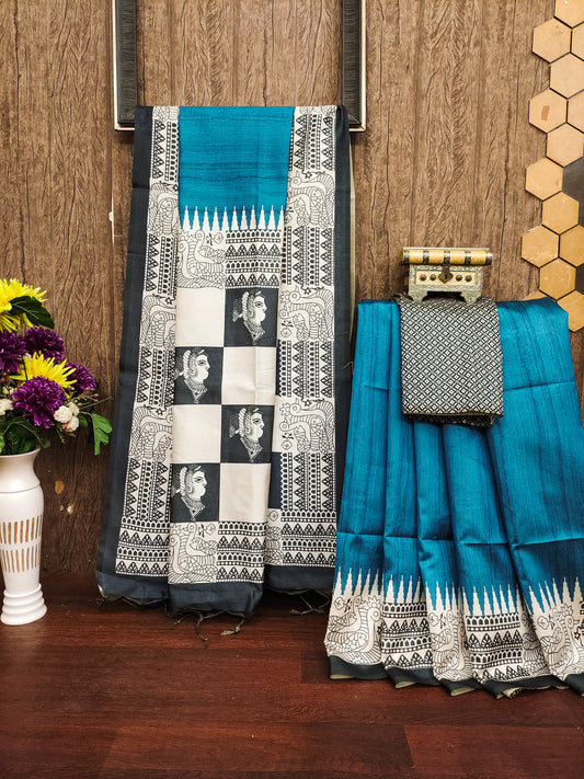 RAMA - Tussar Silk Kalamkari Saree