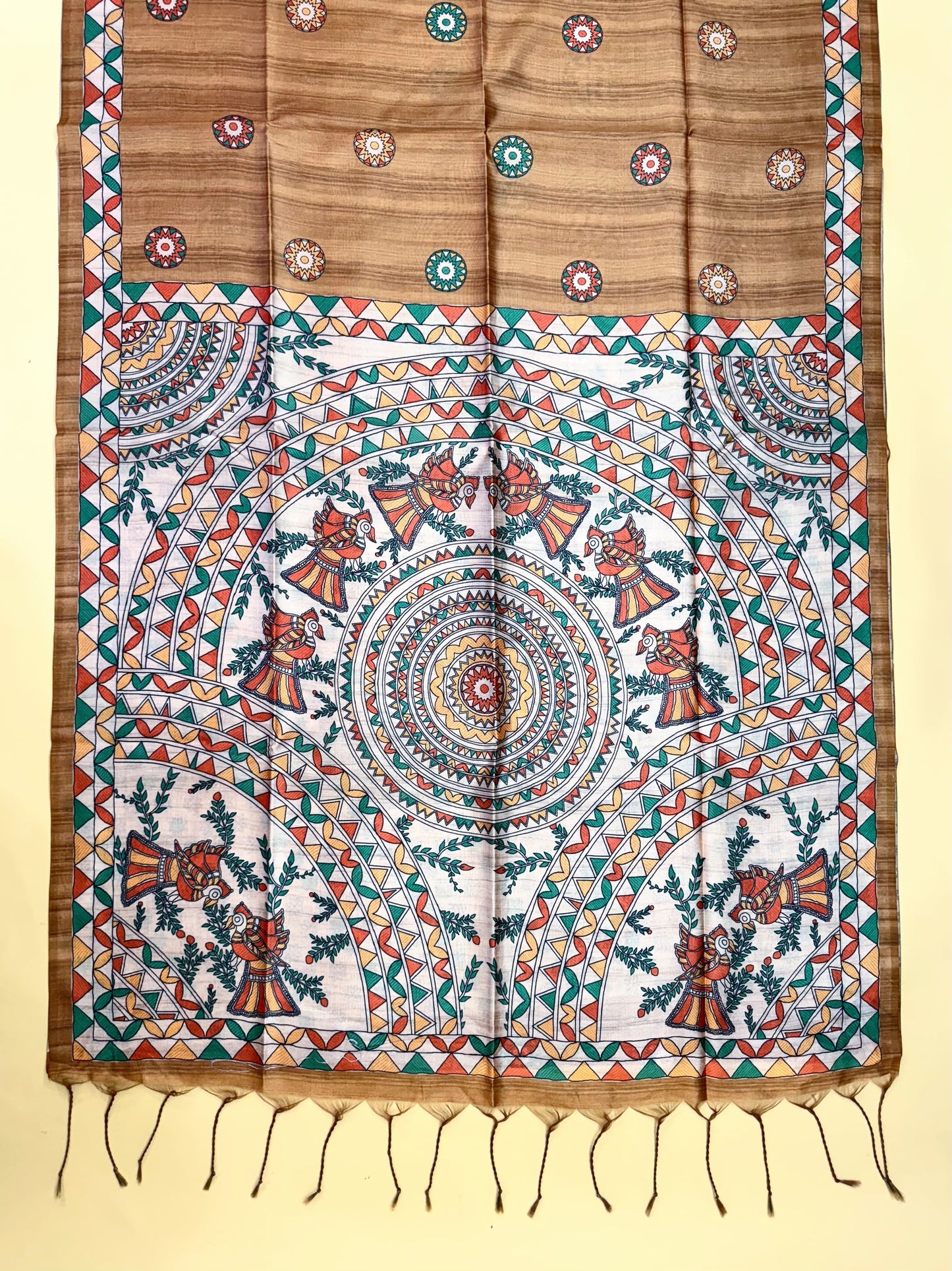 Tussar Silk Madhubani - MUSTARD