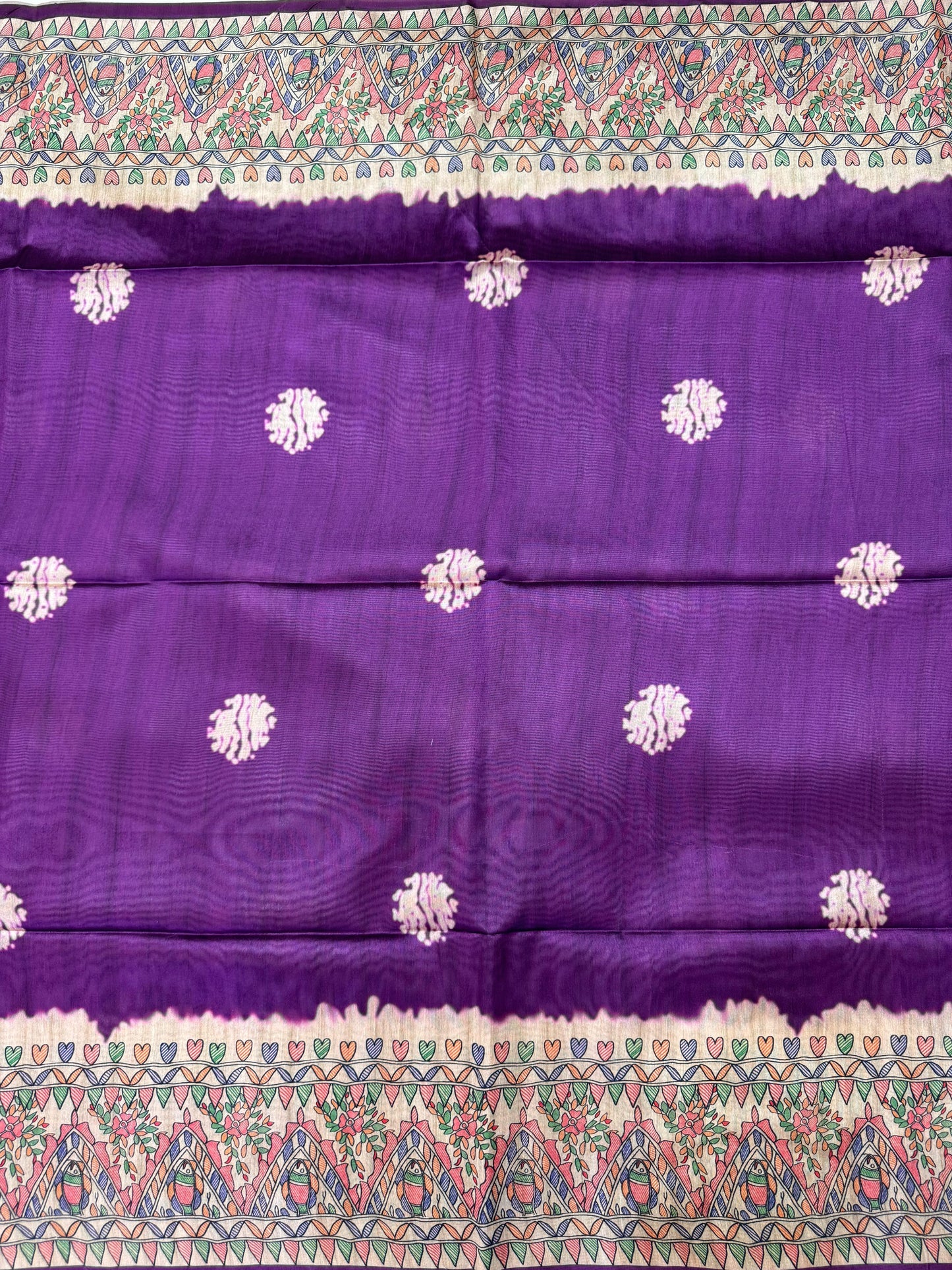 Tussar Silk Madhubani 101 - PURPLE