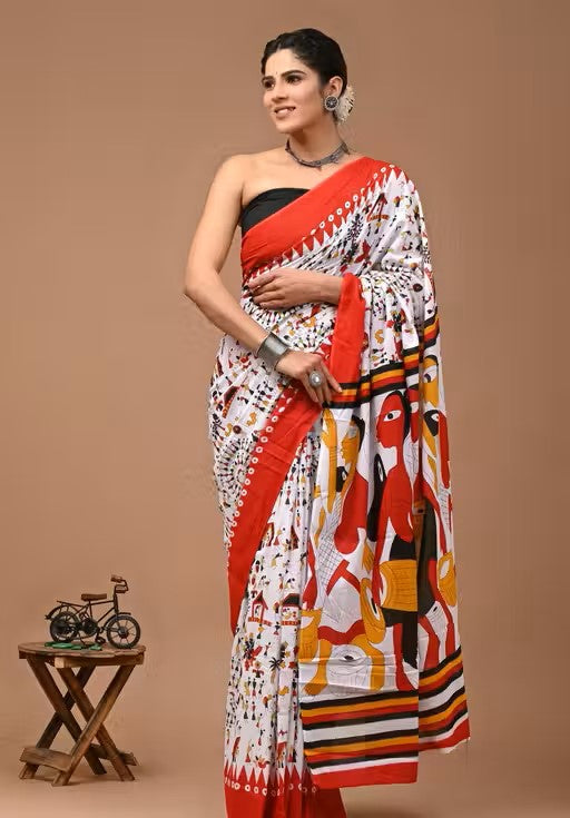 Designer Ethnic Tussar Silk Saree in Black & White