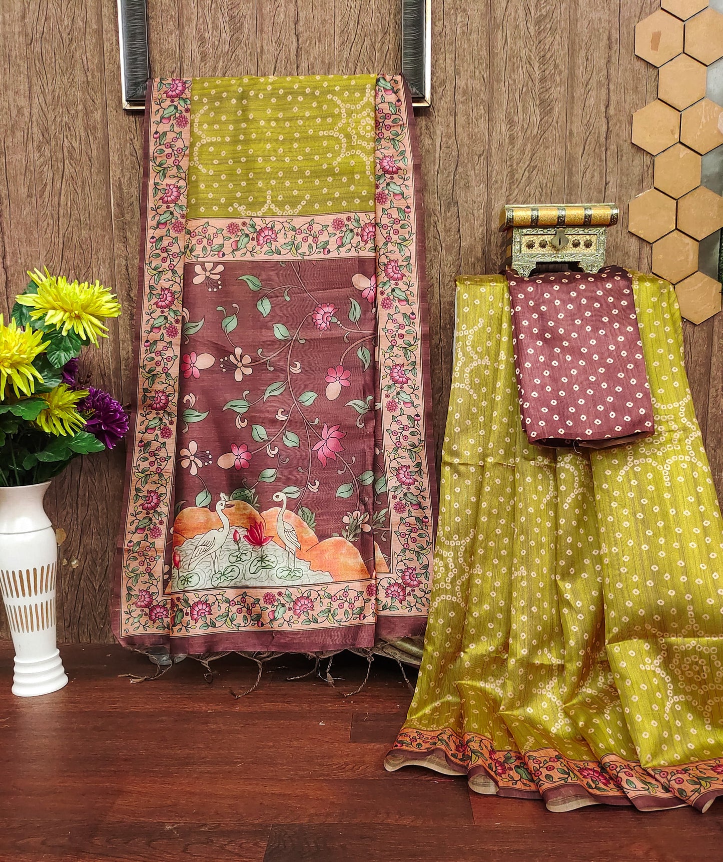 MEHENDI - Tussar Silk Kalamkari Saree