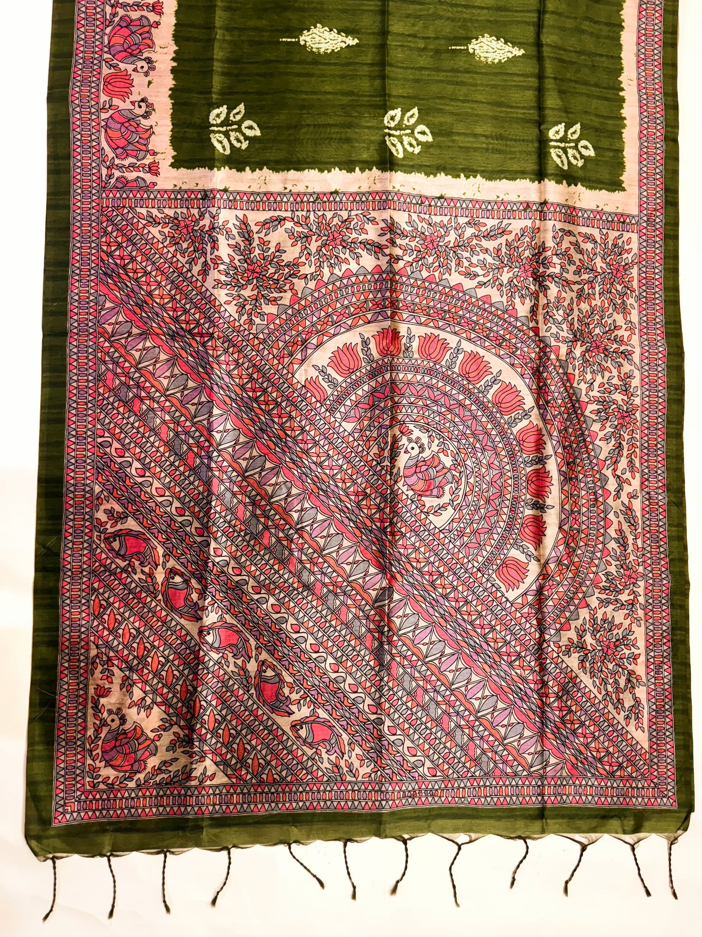 Tussar Silk Madhubani 104 - MAHENDI