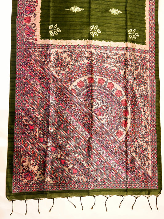 Tussar Silk Madhubani 104 - MAHENDI