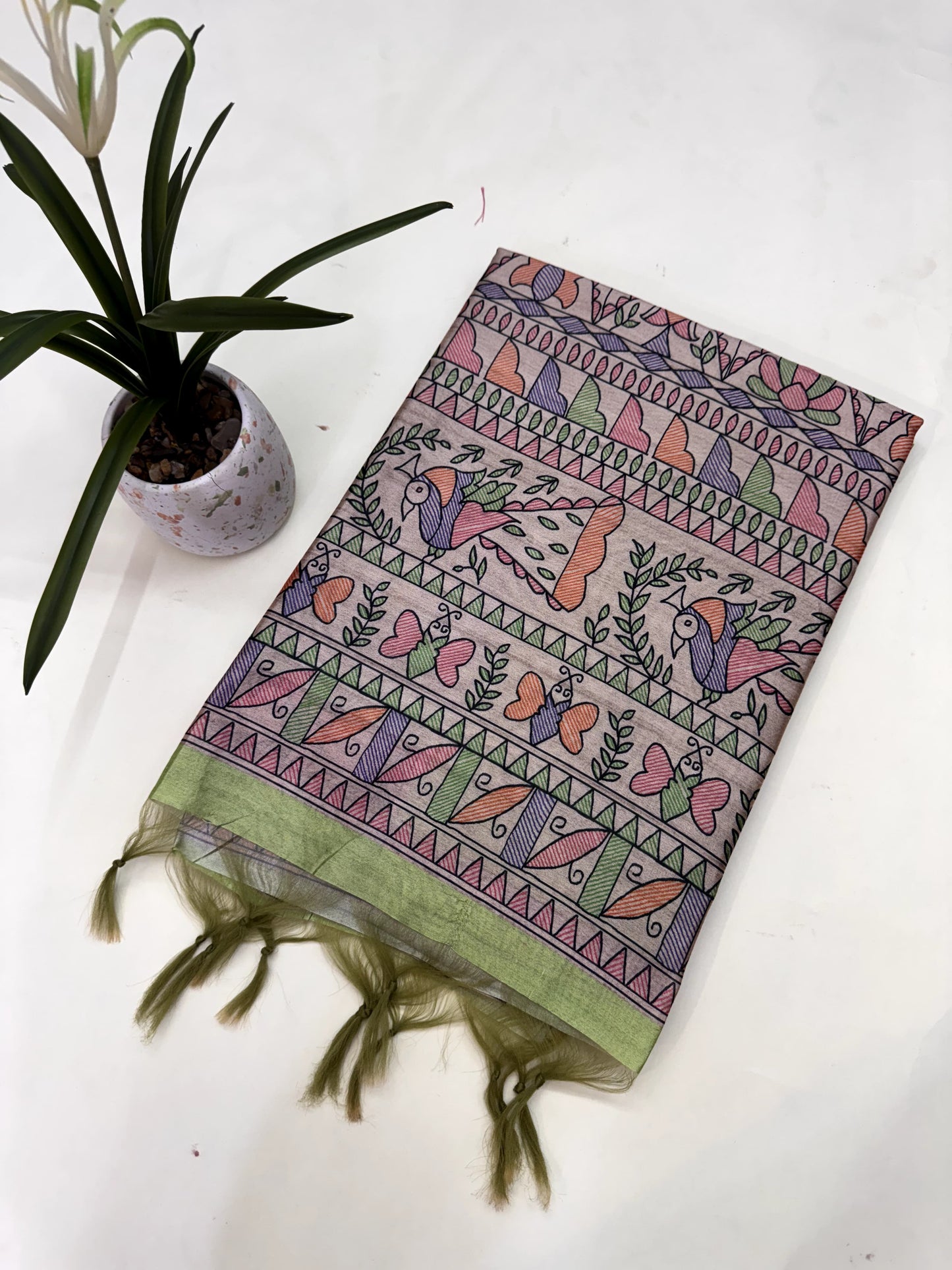 Tussar Silk Madhubani 102 - PISTA