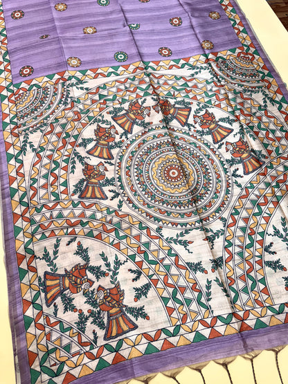 Tussar Silk Madhubani - WINE