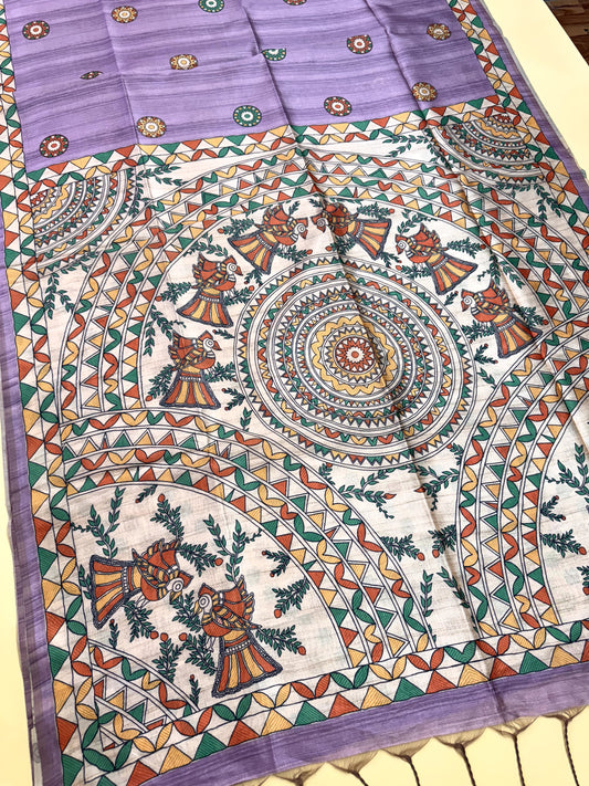 Tussar Silk Madhubani - WINE
