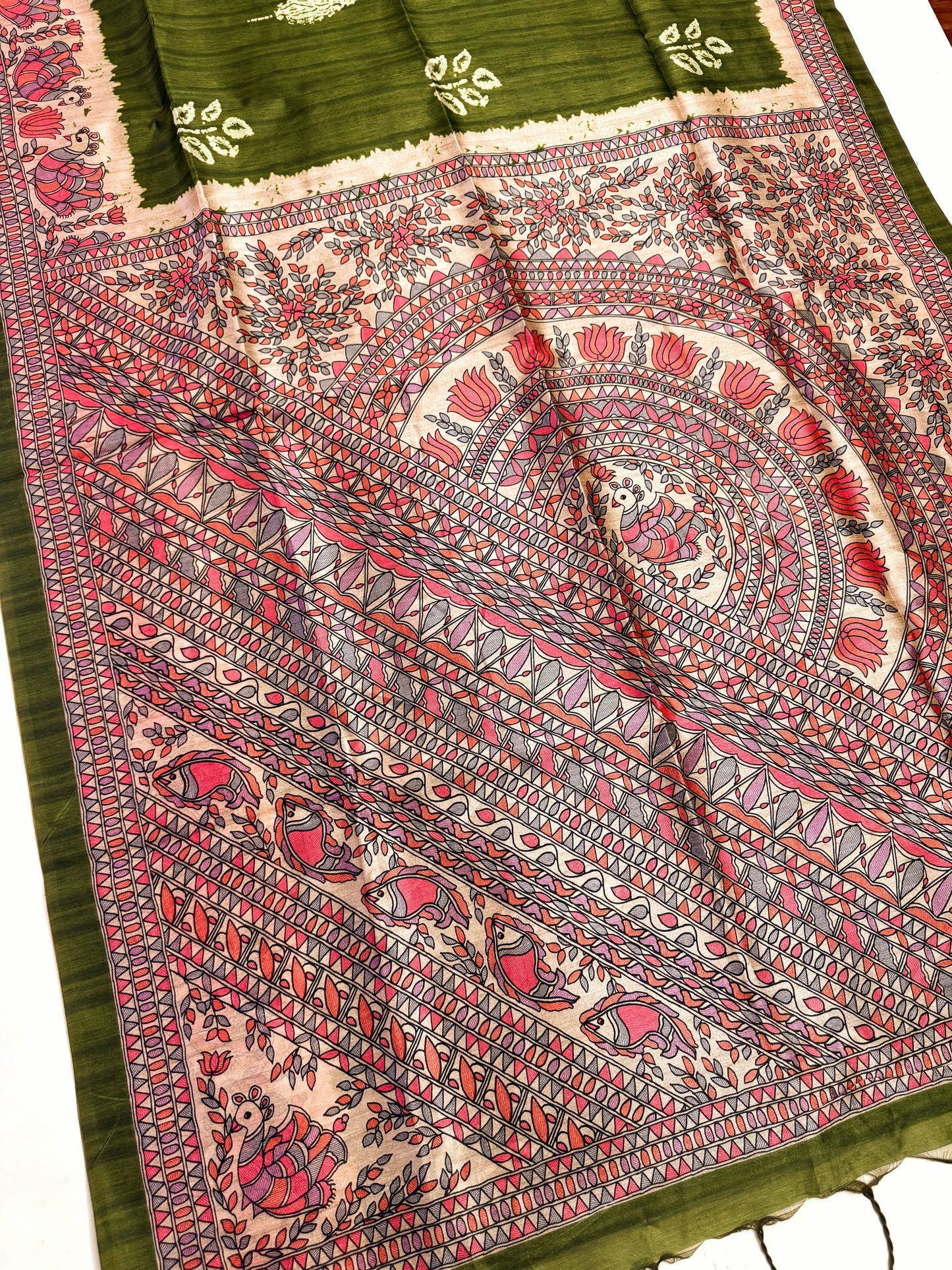 Tussar Silk Madhubani 104 - MAHENDI